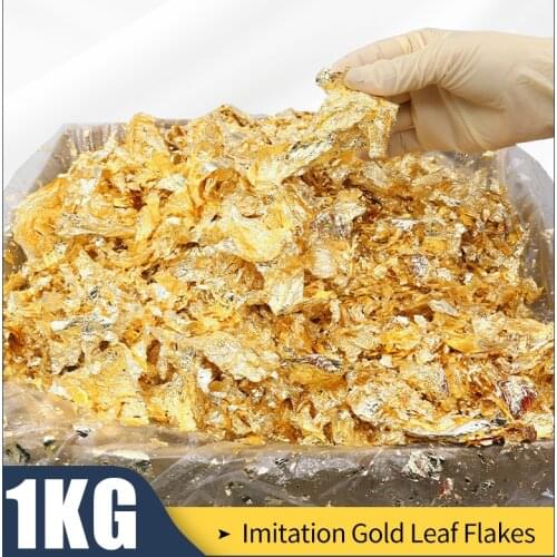 1KG Imitation Gold Flake Leaf Foil Gilding Aluminum Leaf flake, Gold Leaf Sheets,decoration Wall