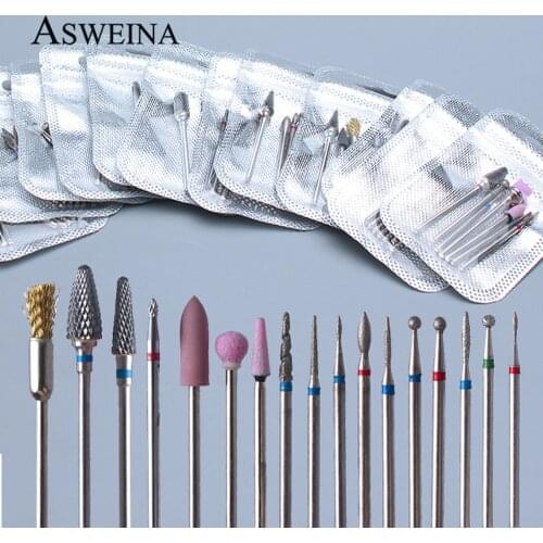 10pcs Nail Drill Bit Set Carbide Ceramic Milling Cutter Diamond Electric Manicure Drills For Pedicure Machine Nail Equipment