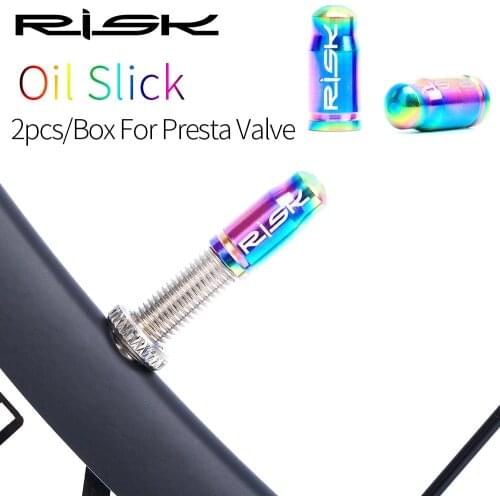 RISK 2pcs Lightweight Titanium Alloy Mountain Road Bike Bicycle Tire Presta Schrader Valve Cap Air Nozzle Dust Cover