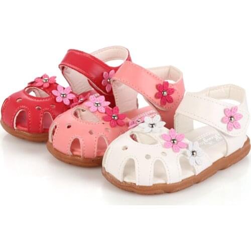 2017 Summer Fashion Children Shoes Toddler Girls Sandals Kids Girls PU Leather Sandals Flower with Arch Support Cow Muscle Sole