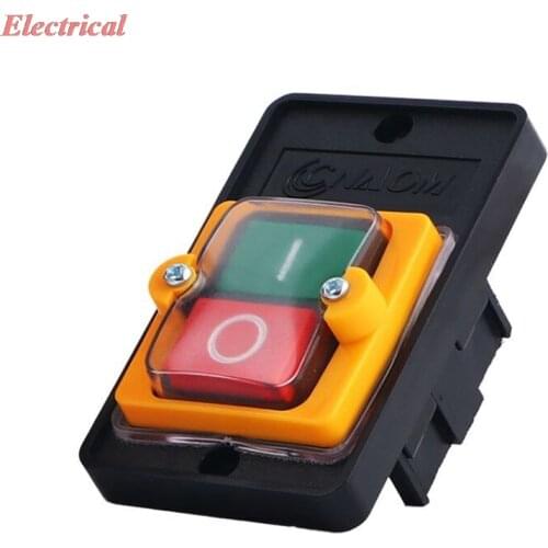 1pc AC 380V 2KW ON/OFF 3 Phase Waterproof Latching Plastic Power Motor Drill Saw Cutter Start Stop Switch Machine Tool Button