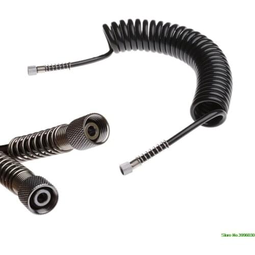 3M 4 x 6mm Flexible PU Recoil Hose Spring Tube Black For Compressor Air Tool New