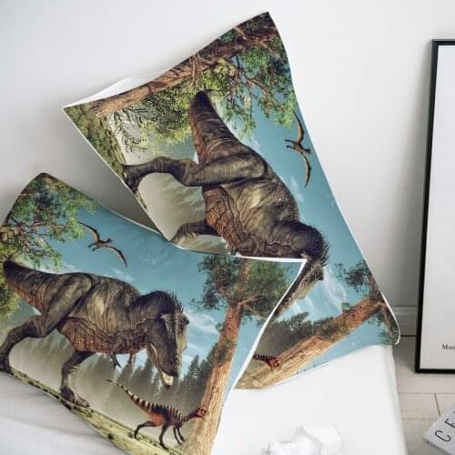 3D Pillow Case,Custom Pillowcase 50x70 50x75 50x80 70x70 Decorative Pillow Cover,Small Dinosaurs in Jurassic Park Bedding