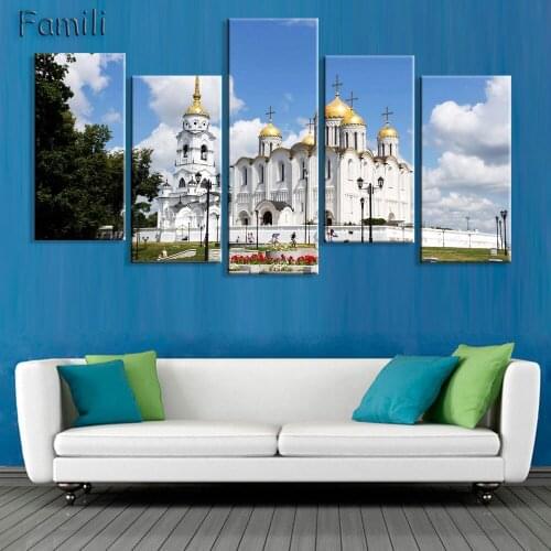 5pcs Wall Art Real 2017 New High Quality Russia building Art Prints Canvas Painting By City Picture Oil Style No Unframedless