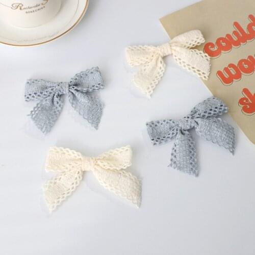 50pcs Butterfly Bow Embroidered Lace Edge Trim Ribbon Applique DIY Sewing Craft Grey Beige Vintage Wedding Bridal Dress Clothes