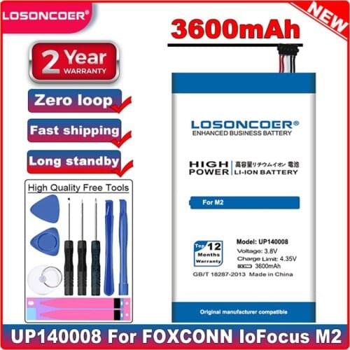 LOSONCOER 3600mAh UP140008 Battery for Foxconn InFocus M2 +Gift tools +stickers