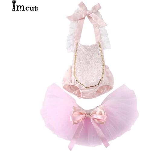 2020 Summer Newborn Baby clothing sets 2pcs/set Baby Girls Clothes Lace Floral Baby Bodysuits Tutu Dress Outfits 0-24M