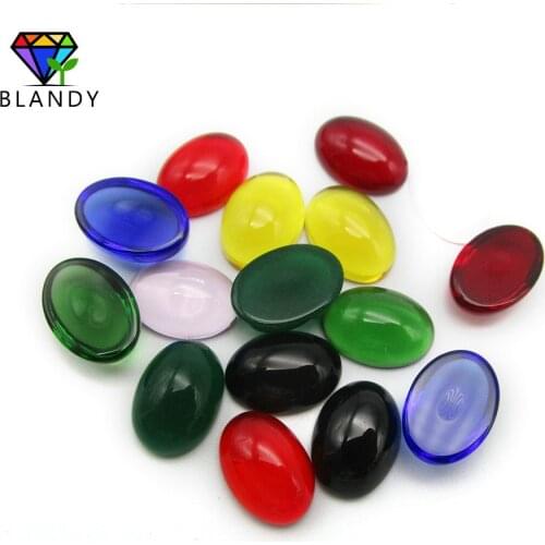 Wholesale Price 50pcs/lot 10x14mm Cabochon Flat Back Oval Shape Glass Stone Synthetic Glass Beads for Jewelry Making