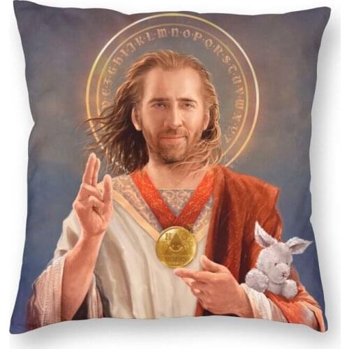Saint Nicolas Cage Cushion Covers Sofa Decoration Funny Meme Square Throw Pillow Case 45x45