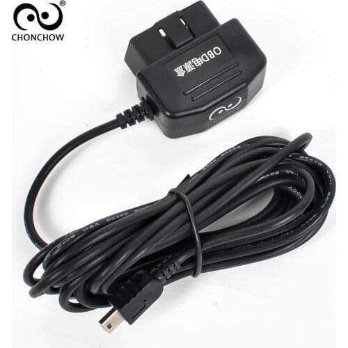 ChonChow Car Charger OBD DC Converter Module 12V 24V to 5V 2A with USB Cable, Low Voltage Protection, Cable Length 3.5m 11.48ft