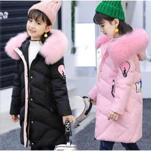 Fashion Girls Padded Hooded Jacket Winter Warm Long Coats Kids Outerwear Children Thick Parka for Girls 4 5 6 8 7 9 10 12 Years