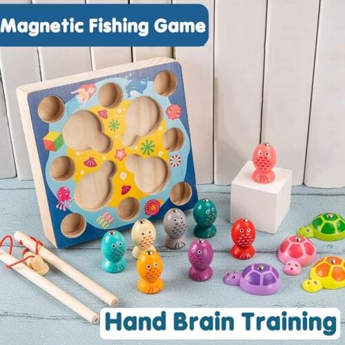 Children Wooden Toys Magnetic Games Fishing Toys Game Kids 3d Fish Baby Kids Educational Toys Outdoor Funny Boys Girl Gifts
