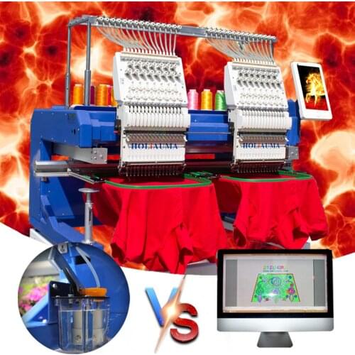 Home use two heads computerized embroidery machine cheapest multi functions cap/tshirt/flat/3d high speed embroidery machine