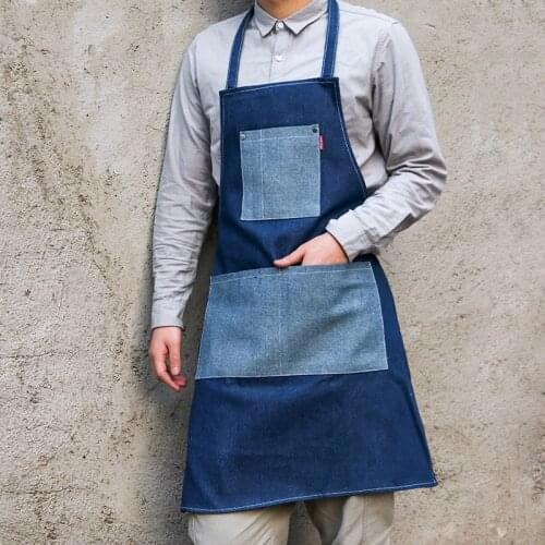 Apron Denim Men and Women Hairdressing Barista Painting Milk Tea Shop Restaurant Kitchen Overalls Childrens Furniture Daily