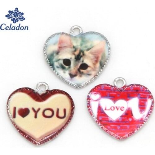 Hot Sale Enamel Charms Pendants LOVE Heart Drop Oil Necklace Pendant Fit for Bracelets Earring Making Jewelry Findings