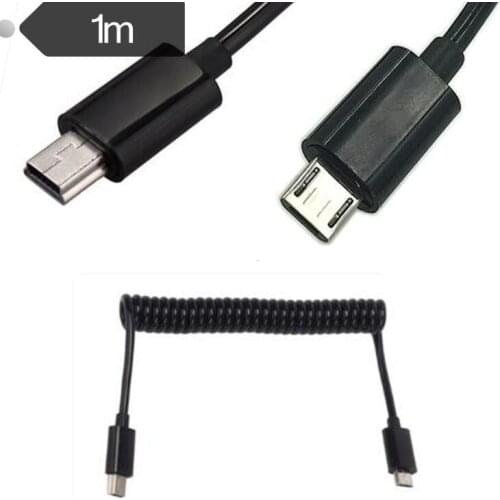 Micro USB B 5 Pin Male To Mini USB B 5 Pin Male Spiral Coiled Adapter Cable 3FT