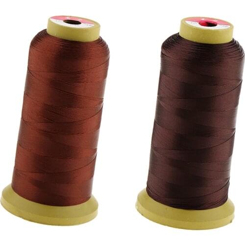 2 Rolls Red Bronze+Dark Brown Nylon Hair Weaving Thread Spool For Wig Making Weft Hair Extensions Braids