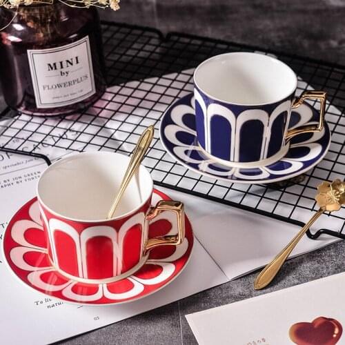 Ceramic Coffee Mugs Breakfast Milk Tea Cup Drinkware With Tray & Spoon Kitchen Drinking Utensils Wedding Gifts Eco-Friendly