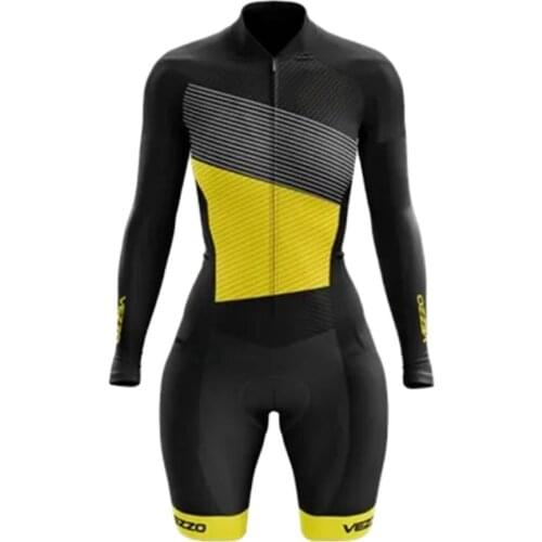 Overalls Vezzo Womens Cycling Jumpsuit Set Feminine Clothes Little Monkeys Long Sleeve Pink Female Cyclist Clothing Summer Suit