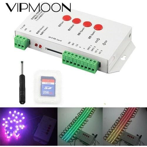 T1000S Controller SD Card DC5V-24V Controller WS2812B LPD6803 WS2801 WS2811 LED 2048 Pixels Controller RGB LED Controller