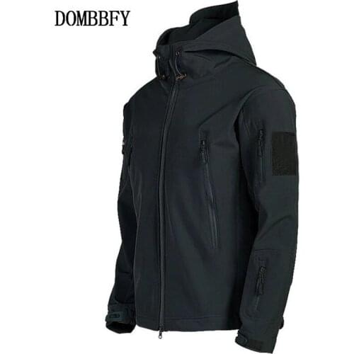 Mens Army Shark Skin Soft Shell Clothes Tactical Windproof Waterproof Men Flight Pilot Hood Coat Military Field Bomber Jacket