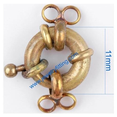 Brass Spring Ring Clasp with 4 loop China jewelry findings supplier shipping free mang color can be plated 300pcs