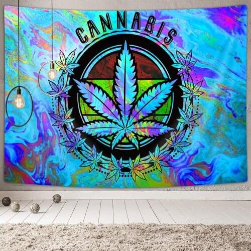 Trippy Weed Leaf Tapestry Wall Décor