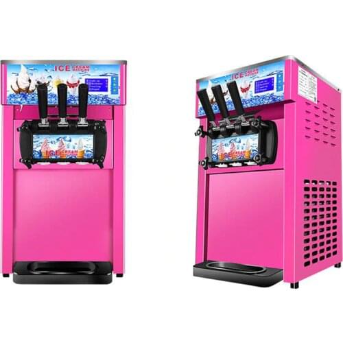 Pink color table top mini soft ice cream making vending machine 3 Flavors Ice Cream Maker for home, food truck to use