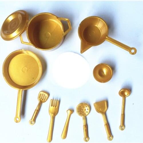 Dollhouse Miniature Kitchen Utensil Cooking Ware Play Kitchen Toy Pot Boiler Frying Pan Soup pot Pot Lid Doll House Accessories