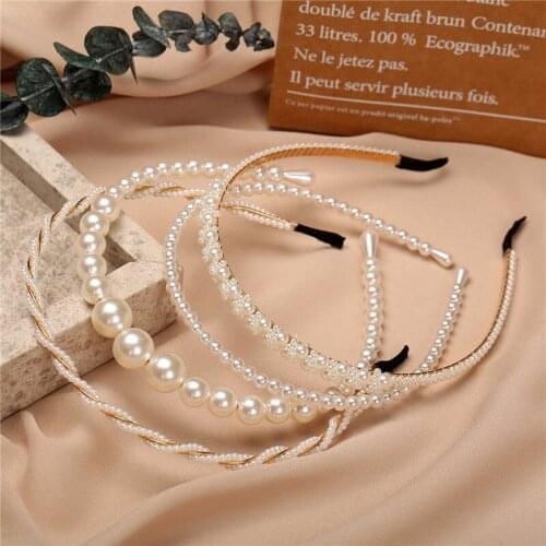 Fashion Big Pearl Headband For Women Girls Hair Hoop Vintage Mujer Hairband New 2021 Hair Accessories Jewelry Headwear