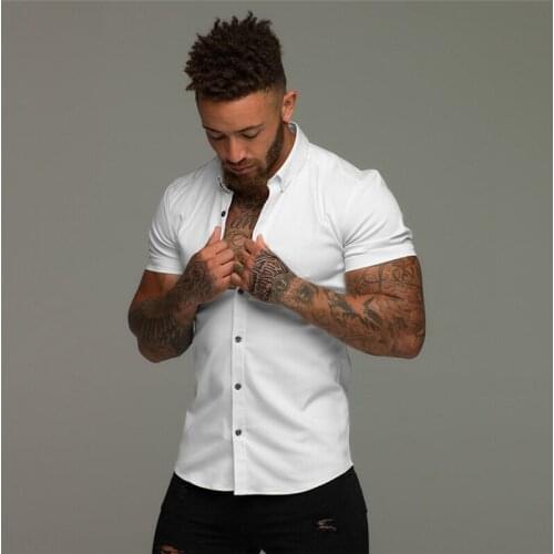 Brand New Workout Spring Mens Sports Short Cool Casual Fashion Breathable Fitness Clothing Turn-down Collar Short Sleeve Shirts