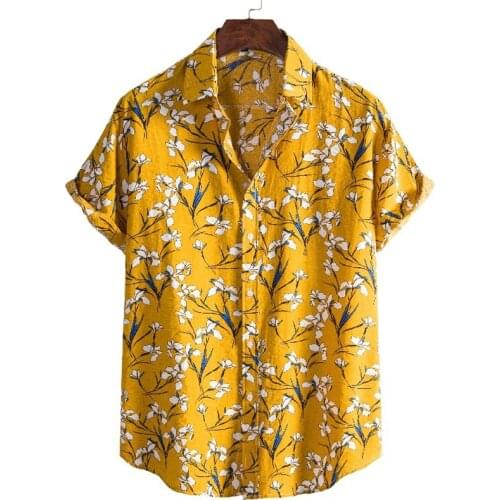 Mens Shirts Floral Short Sleeve Casual Mens Aloha Shirt Beach Hawaiian Oversized Print Camisas Summer Brand Floral Camisa
