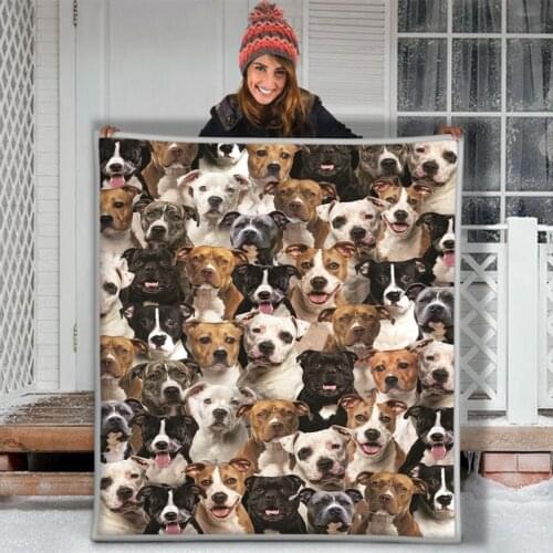 Funny Staffordshire Bull Terrier Face Dogs Soft Throw Premium Sherpa Fleece Blanket