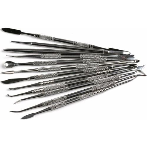 12pcs Wax Knife Kit Carvers Stainless Steel Clay Sculpture Blade Pottery Metal Carving Modeling Set Tools for DIY Jewelry Making