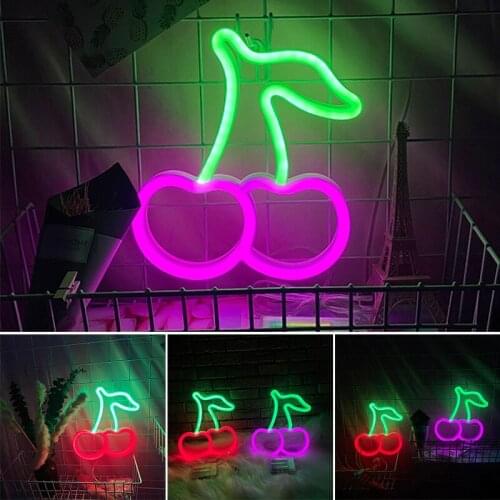 Cherry Neon Sign for Wall Decor Led Neon Light Wall Sign Hanging Art Light Children Light for Kids' Bedroom xqmg Plaques Signs