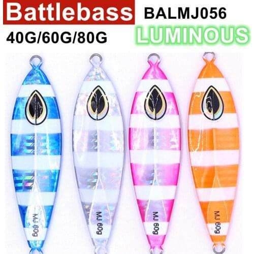 BATTLEBASS 2021 NEW lead jig isca artificial glow zebra fishing Bait Metal jig fishing lure slow jig jigging lure 60g 80g 40G