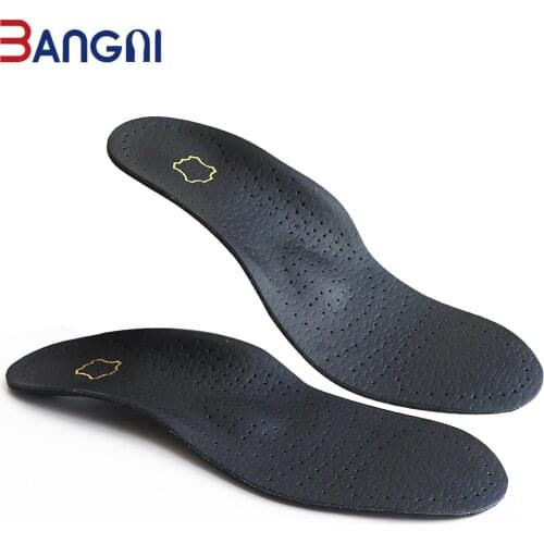 3ANGNI Men/Woman Orthotic Arch Support Flat Feet Ultra Thin Breathable Comfortable Cowskin Orthopedic Insole For Leather Shoes