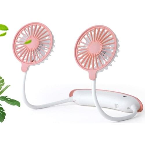 Portable Mini Neck Hanging Fan USB Rechargeable Hands Free Small Sports Fans Desk Hand Air Conditioner Cooler Home Office
