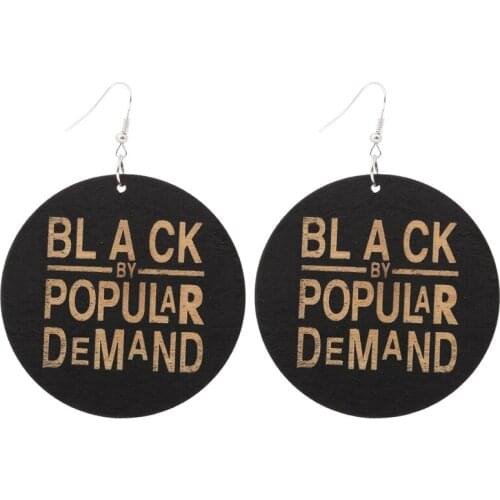 Qiaohe 12 Pairs Good Quality Wood Earrings African Woman Wooden Brincos Round Black Pendant 6cm/2.36'' E236