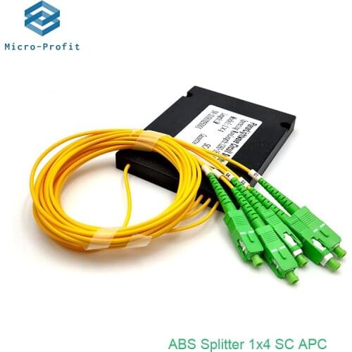 Hot sale10pcs/lot FTTH SC APC 1x4 ABS optic splitter box 1x4 PLC Fiber optical splitter single mode with SC APC connector