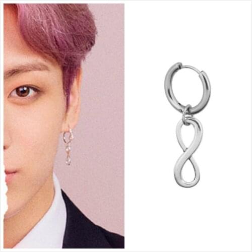Kpop Hip Hop Stud Earrings Stainless steel Infinity Pendant Earrings jewelry Bangtan Boys same Jung Kook Map-of-the-soul