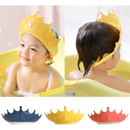 Crown Baby Shower Cap Crown Shape Adjustable Wash Hair Shield Hat Newborn Ear Protection Safe Waterproof Prevent Water Into Ear