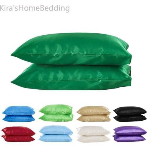 Silk Soft Pillowcase Cover 1pcs Pure Satin Bedding pillow Cover Rectangle Pillow Cases Bed Linings Multicolor