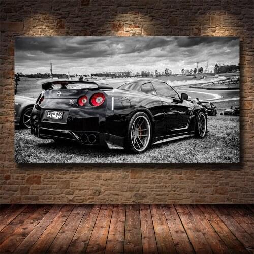Sports Car Racing Nissan GTR Super Car Poster Wall Art Pictures Painting Print Wall Art for Living Room Home Decor Frame