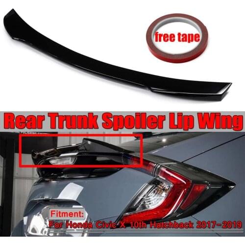 Real Carbon Fiber / Resign Car Rear Trunk Spoiler Wing Lip For Honda For Civic X 10th Hatchback 2017-2019 DTO V Style Racing