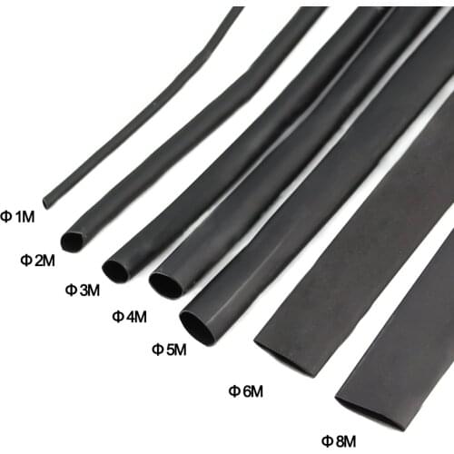 8Meter/set Thermoresistant tube 2:1 Black 1 2 3 4 5 6 8 10mm Heat Shrink Heatshrink Tubing Tube Sleeving Wrap Wire DIY Connector