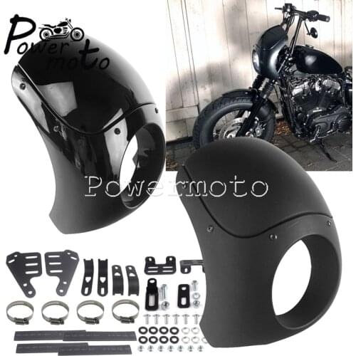 Universal Adjustable 39mm 41mm 49mm Outlaw Fairing Cafe Sport Viper 5.75" Headlight Fairing For Harley Dyna Sportster FXD FXR XL