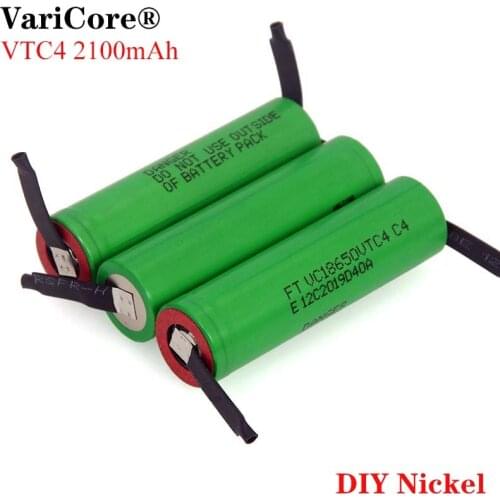 VariCore New 3.6V 18650 VC18650VTC4 2100mAh VTC4 20A 30A Discharge Rechargeable battery +DIY Nickel Sheet