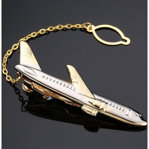 High quality gold aircraft tie clip new fashion jewelry mens wedding business shirt suit tie badge pin gift, free shipping