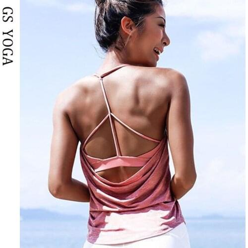 Women Inner Padded Workout Gym Tank Top Fitness Vest Sleeveless Fitness Shirt Women Back Hollow Out Quick Dry Yoga Shirts Cloth